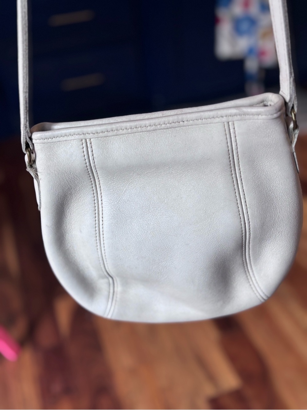 Vintage Coach White Small Framed Pouch Leather Crossbody Bag